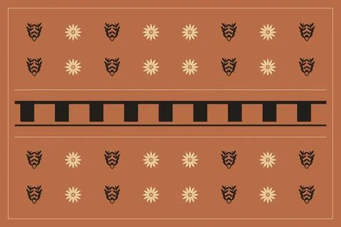 A warm terracotta decorative pattern combines black pineapple emblems, crea.. Stock Illustration