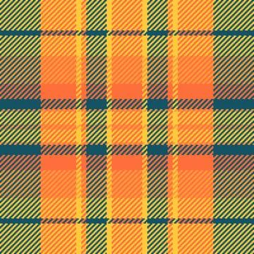Warm, textured plaid pattern in orange, gold, and teal. Classic check desig.. Stock Illustration