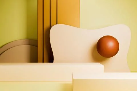 Warm-toned 3D abstract background with orange and brown elements Stock Illustration