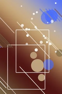 Warm-toned abstract background with outlined frames, glowing orbs, and diag.. Stock-Illustration