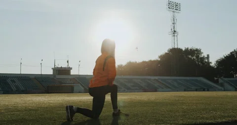 Warm Up before training. jogging in stadium close up Stock Footage 139833042