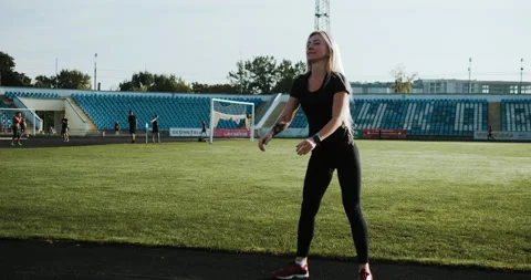 Warm Up before training. jogging in stadium close up Stock Footage 139834158
