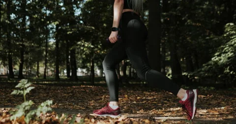 Warm Up before training. jogging in stadium close up Stock Footage 139878550