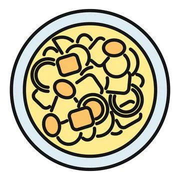 Warm vegetable soup in bowl flat illustration Illustrazione stock