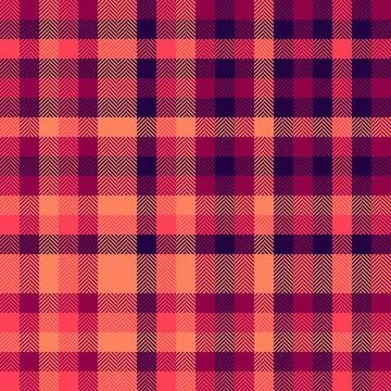 Warm, vibrant plaid pattern. Repeating checks of pink, orange, and purple cre Stock Illustration