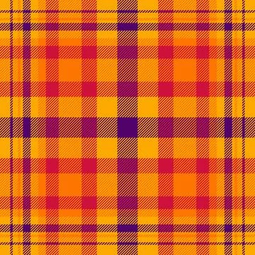 Warm, vibrant tartan pattern in orange, yellow, purple and red. Perfect as .. 스톡 일러스트