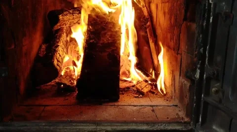 Warm video with fire in the fireplace with a festive atmosphere Stock Footage 201341473