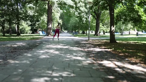 Warm weather for outdoor roller skating Stockbeeldmateriaal 341477061