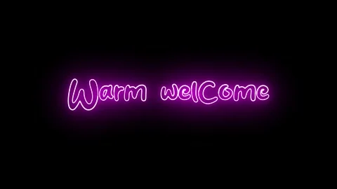 'Warm Welcome' text animation with neon glow line. Stock Footage 282576978