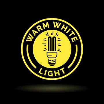 Warm white fluorescent light yellow lightbulb icon Stock Illustration