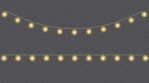 Warm White String Lights Garland on Transparent Background Stockillustratie