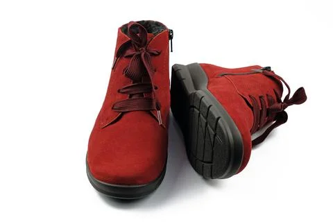 Warm winter boots close up. Stock Photos