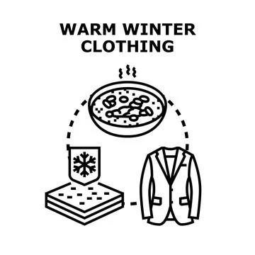 Warm winter clothing concept featuring food and insulated jacket イラスト素材