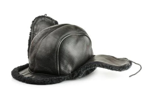 Warm winter earflaps hat Stock Photos