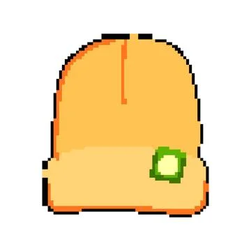 Warm winter hat man pixel art vector illustration Stock Illustration