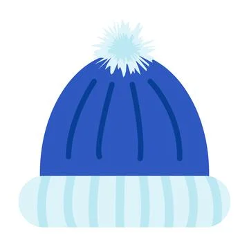 Warm winter hat with pompon, vector illustration in cartoon flat style. Clothes  Stock Illustration