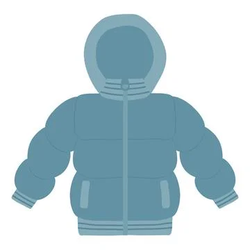 Warm winter jacket with hood, winter clothes and accessories, vector イラスト素材