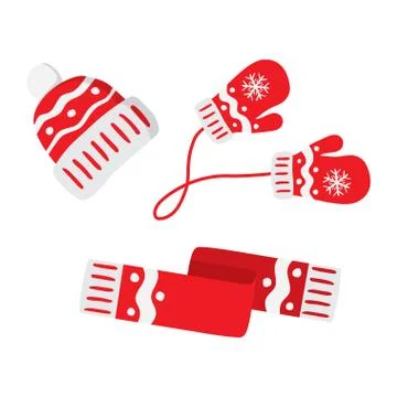 Warm winter knitted clothes Stock Illustration