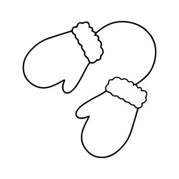 Warm winter mittens doodle for cold season Stock Illustration