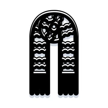 Warm winter scarf black and white pattern Stock Illustration