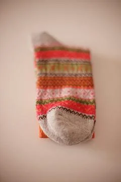 Warm winter socks with a beautiful pattern Stock Photos