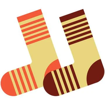 Warm winter wool knitted socks, flat vector isolated illustration. Christmas and Stock Illustration