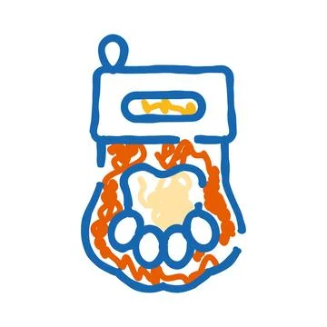 Warm wool sock with paw print doodle design Stock Illustration