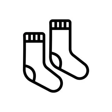 Warm wool socks icon vector outline illustration Stock Illustration