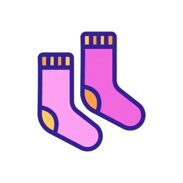 Warm wool socks icon vector outline illustration Stock Illustration