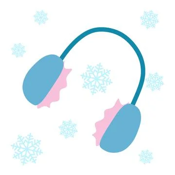 Warm Wool winter earmuffs. Vector illustration isolated on white. Flat style Pro Stock Illustration