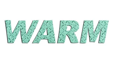 WARM word with hand knitted texture on white background 스톡 일러스트