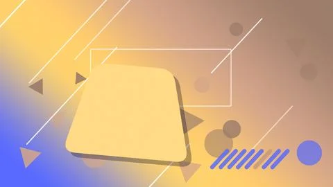 A warm yellow rounded rectangle rests over a glowing amber and blue field w.. 库存插图