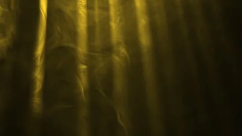 Warm yellow sunlight with rays and fog on black background. Xmas background Video stock 253156911