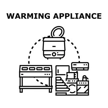 Warming appliance concept with kitchen and household electronics Stock Illustration