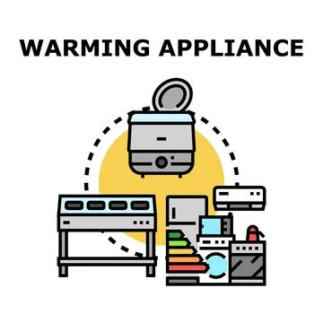 Warming appliance concept with kitchen and household electronics Stock Illustration