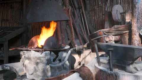 Warming up bellows for forging metal. Stock Footage 170177337