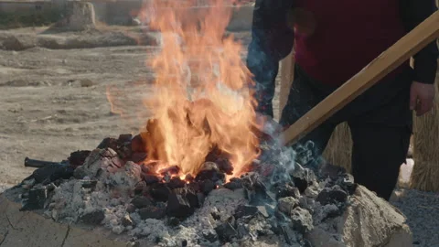 Warming up bellows for forging metal Stock Footage 170183821
