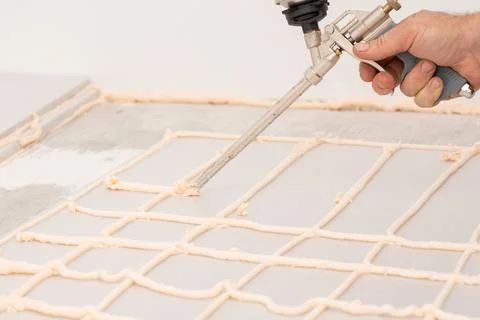 Warming concrete floor concept Stock Photos