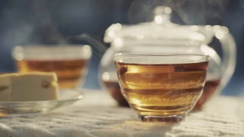 Warming drink is steaming in the cold Stock Footage 102171649