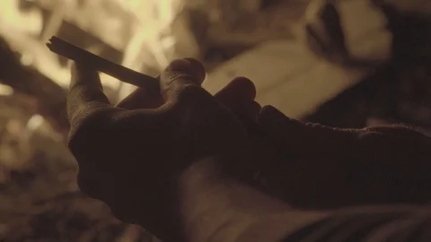 Warming By The Fire1 Stock Footage 92415693