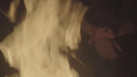 Warming By The Fire4 Stock Footage 92415678