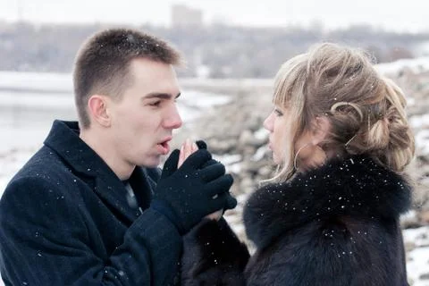 Warming hands Stock Photos