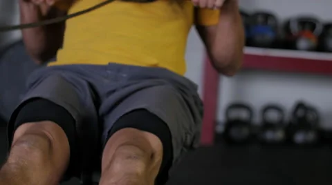 Warming up on Rower (legs) Stock Footage 42234562