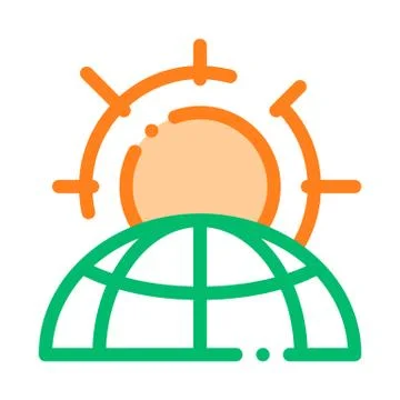 Warming Sun Planet Problem Vector Thin Line Icon Stock Illustration
