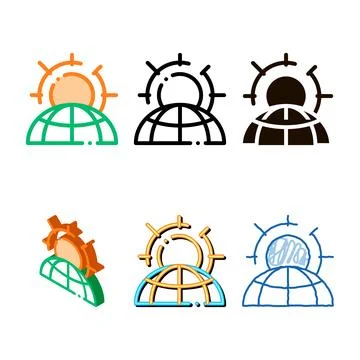 Warming sun planet problem vector styleset thin line icon Illustrazione stock