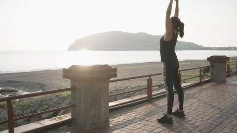 Warming up at sunset. Slow motion. Stock Footage 125051264