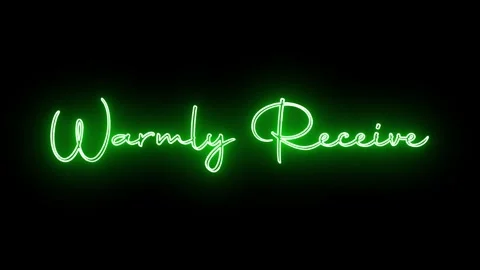 'Warmly Receive' text animation with neon glow line. Stock Footage 282576938
