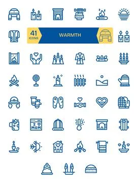 Warmth Exclusive Vector Set featuring 41 Bold Line Pixel Optimized 64x64 Icon Stockillustratie