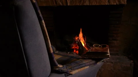 The warmth of the fireplace Stock Footage 44263795