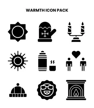 Warmth Glyph Graphics Icons Pack Stock Illustration